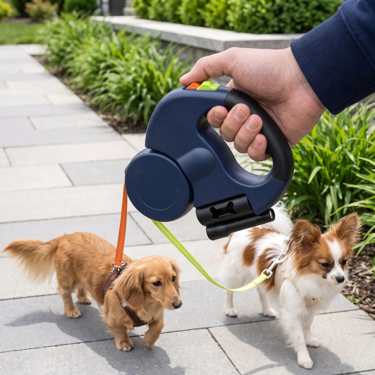 laisse double pour chien bleu marine