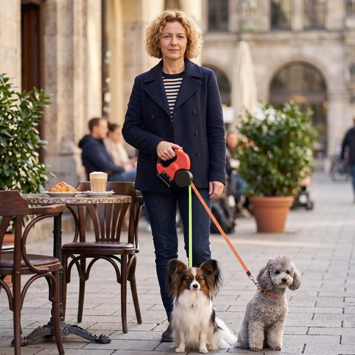 laisse double pour chien rouge promenade