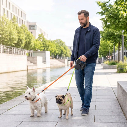 laisse double pour chien noir promenade 