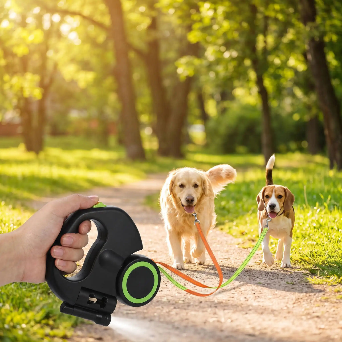 laisse double pour chien noir promenade