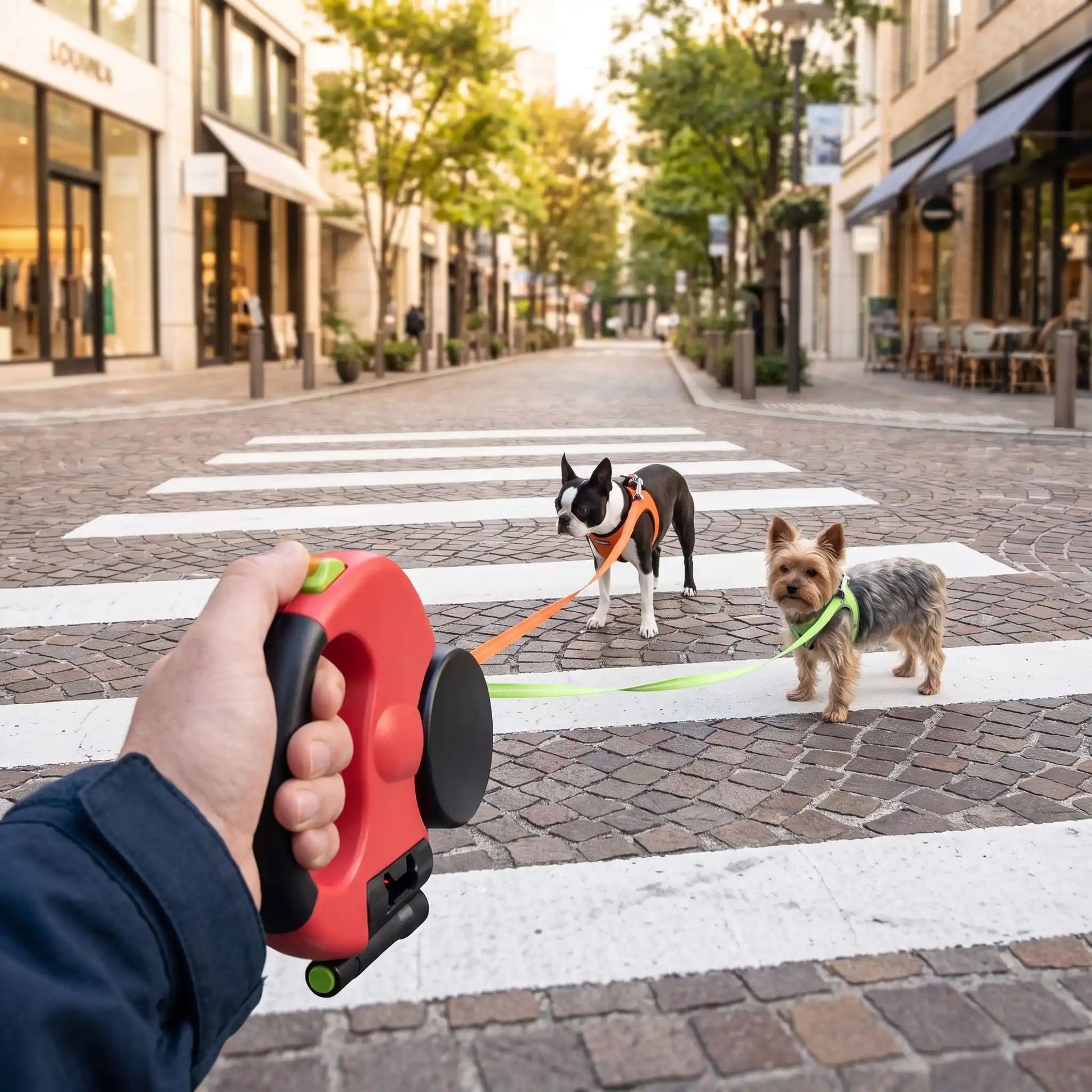 laisse double pour chien rouge 