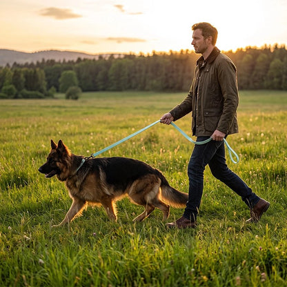 Laisse Chien vert promenade campagne