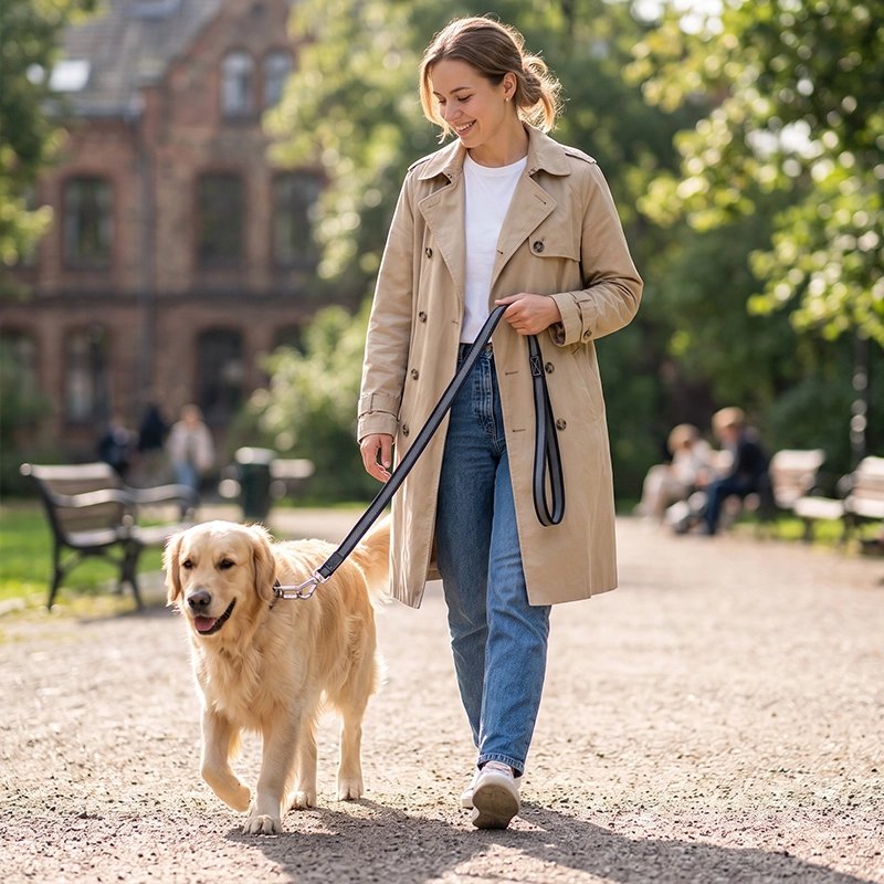 Laisse pour Chien noir maître promène chien 